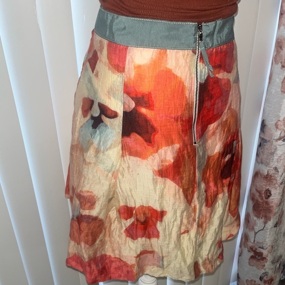 LOFT Linen Multicolor Abstract Floral Flowy Skirt - Picture 10 of 12